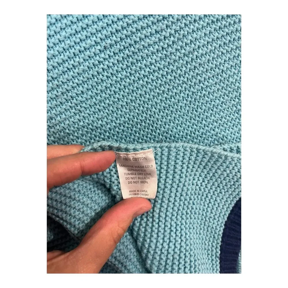 Blue Knit Sailboat Baby Blanket Cotton